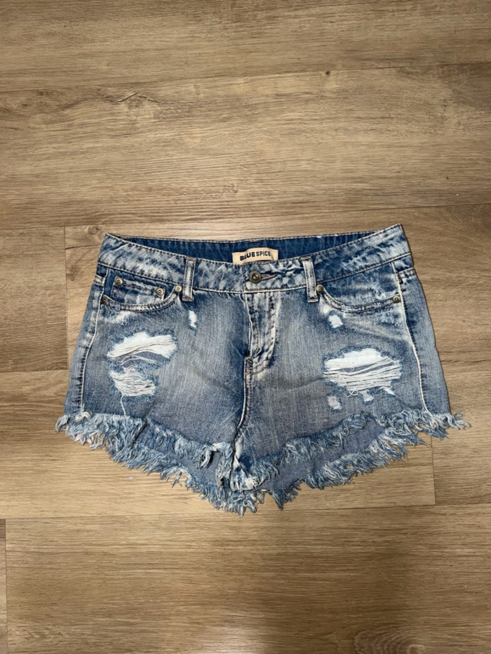 Blue Spice Distressed Light Blue Denim Cutoff Shorts